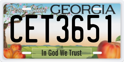 GA license plate CET3651