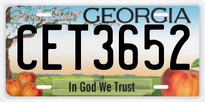 GA license plate CET3652
