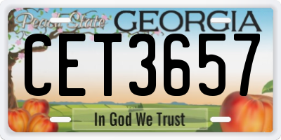 GA license plate CET3657