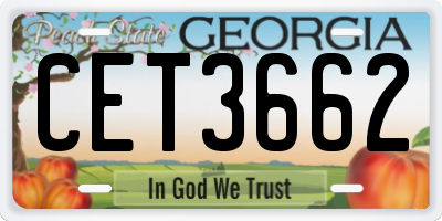 GA license plate CET3662