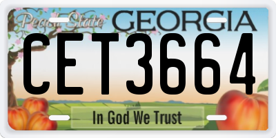 GA license plate CET3664