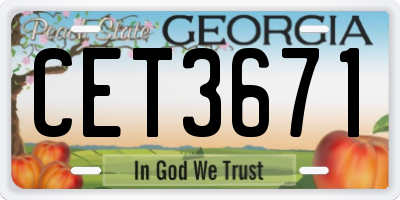 GA license plate CET3671