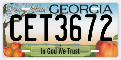 GA license plate CET3672