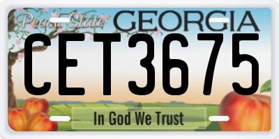 GA license plate CET3675