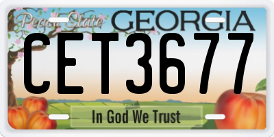GA license plate CET3677