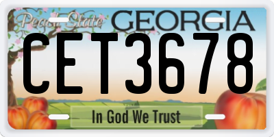 GA license plate CET3678