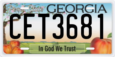 GA license plate CET3681