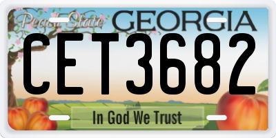 GA license plate CET3682