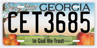 GA license plate CET3685