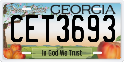GA license plate CET3693