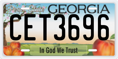 GA license plate CET3696