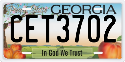 GA license plate CET3702