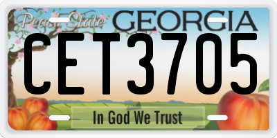 GA license plate CET3705