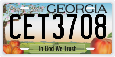 GA license plate CET3708