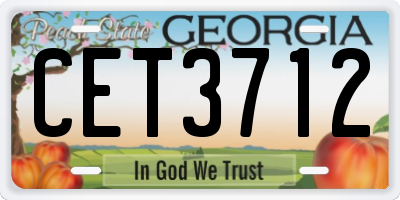 GA license plate CET3712