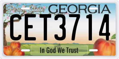 GA license plate CET3714