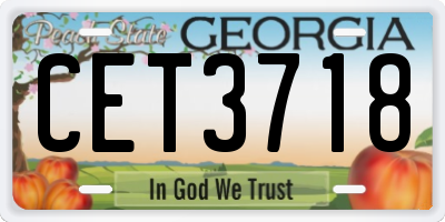 GA license plate CET3718