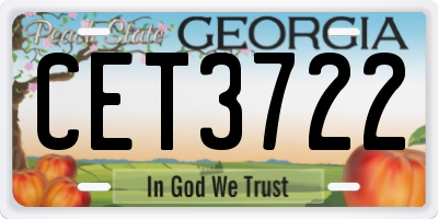 GA license plate CET3722