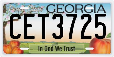 GA license plate CET3725