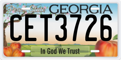 GA license plate CET3726