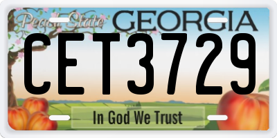 GA license plate CET3729