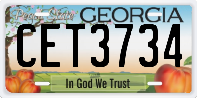 GA license plate CET3734