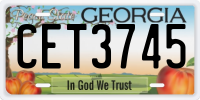 GA license plate CET3745