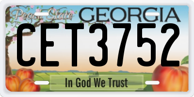 GA license plate CET3752
