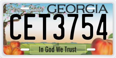 GA license plate CET3754
