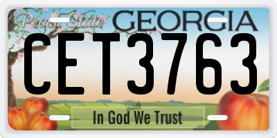 GA license plate CET3763