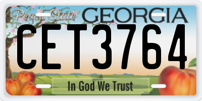 GA license plate CET3764