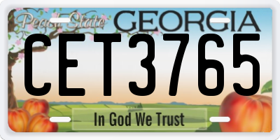 GA license plate CET3765