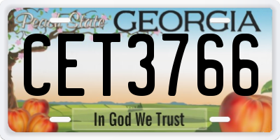 GA license plate CET3766