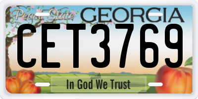 GA license plate CET3769