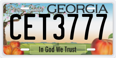 GA license plate CET3777