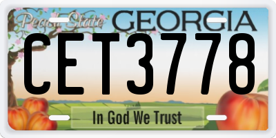 GA license plate CET3778