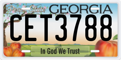 GA license plate CET3788