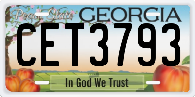 GA license plate CET3793