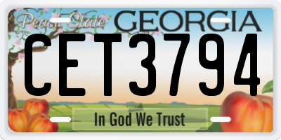 GA license plate CET3794