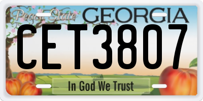 GA license plate CET3807