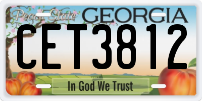 GA license plate CET3812