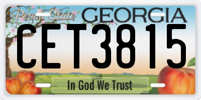 GA license plate CET3815