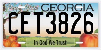 GA license plate CET3826