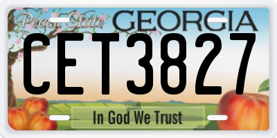 GA license plate CET3827