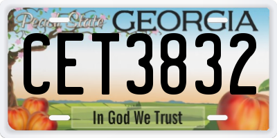 GA license plate CET3832