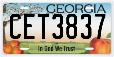 GA license plate CET3837