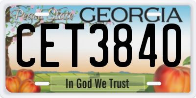GA license plate CET3840