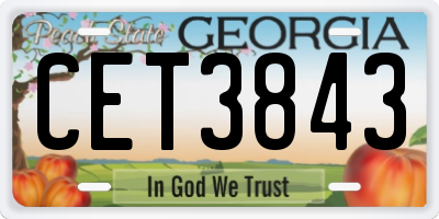 GA license plate CET3843