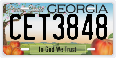 GA license plate CET3848