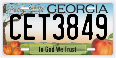 GA license plate CET3849
